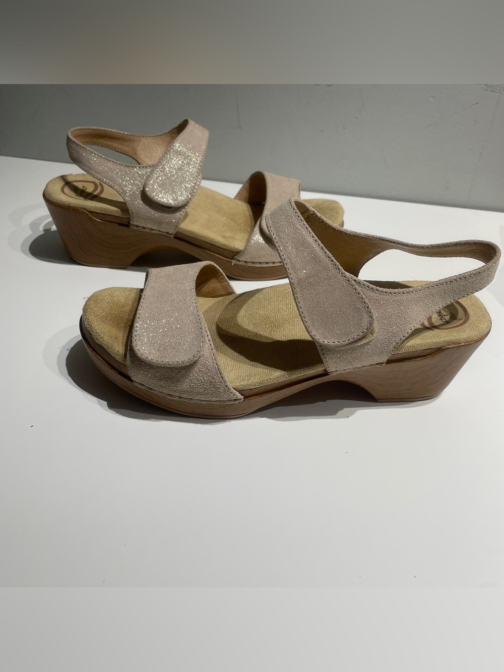 Dansko "Sonnet" Tan Shimmer Sandals Women's